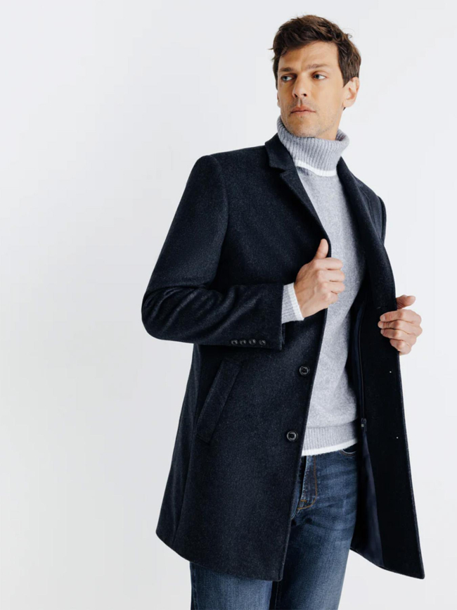 Manteau en laine isao denim bleu homme - Izac